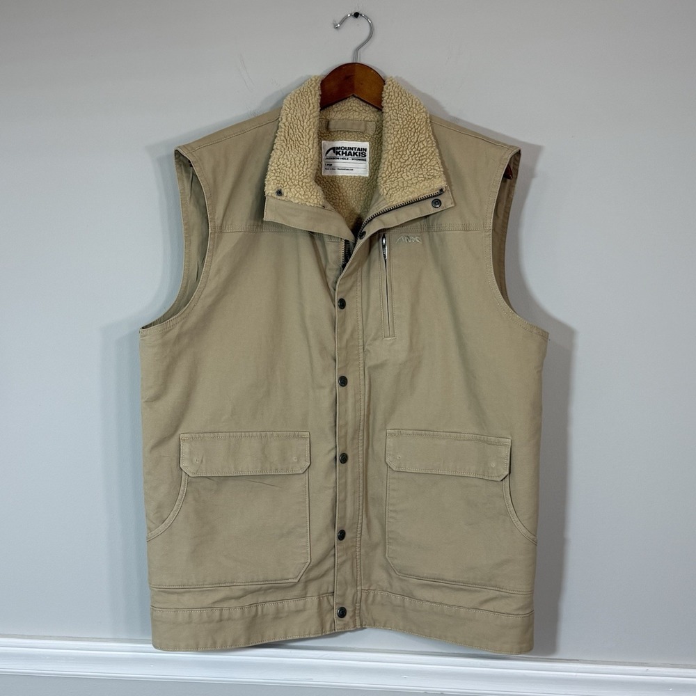 Mountain Khakis Men's Ranch Shearling Vest Sz LG Sherpa Lined Outdoor Workwear